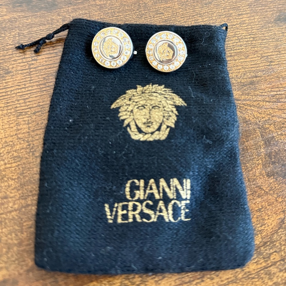 Versace Two Toned Clip-On Medusa Earrings - Picture 6 of 6